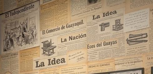 Collage de cabeceras: La Idea, La Nación, Ecos del Guayas, El Comercio de Guayaquil